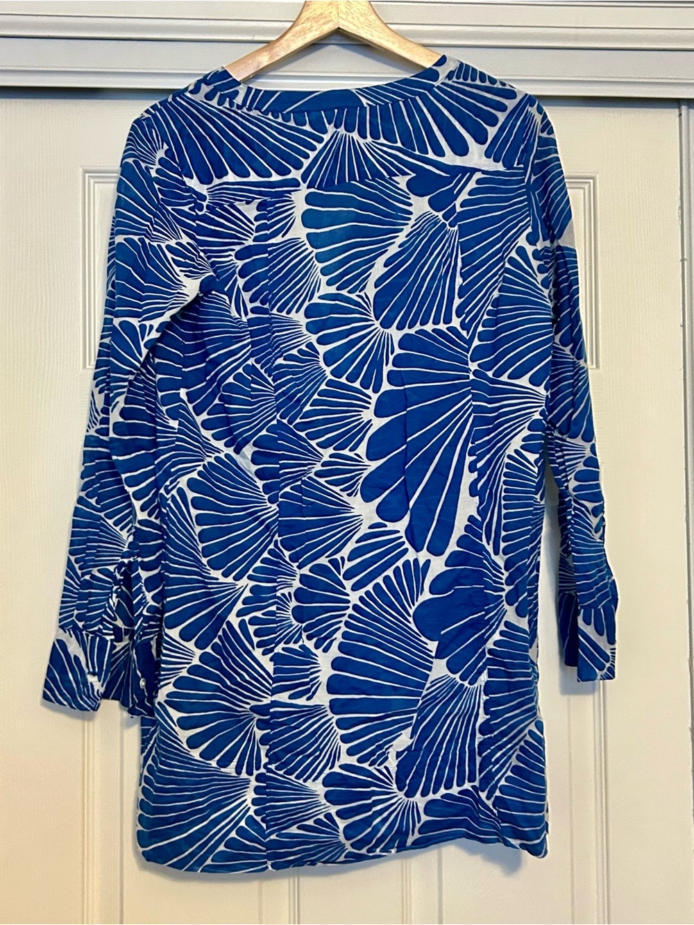 J. Crew Blue Shell-Print Tunic swim cover up - Picture 2 of 8